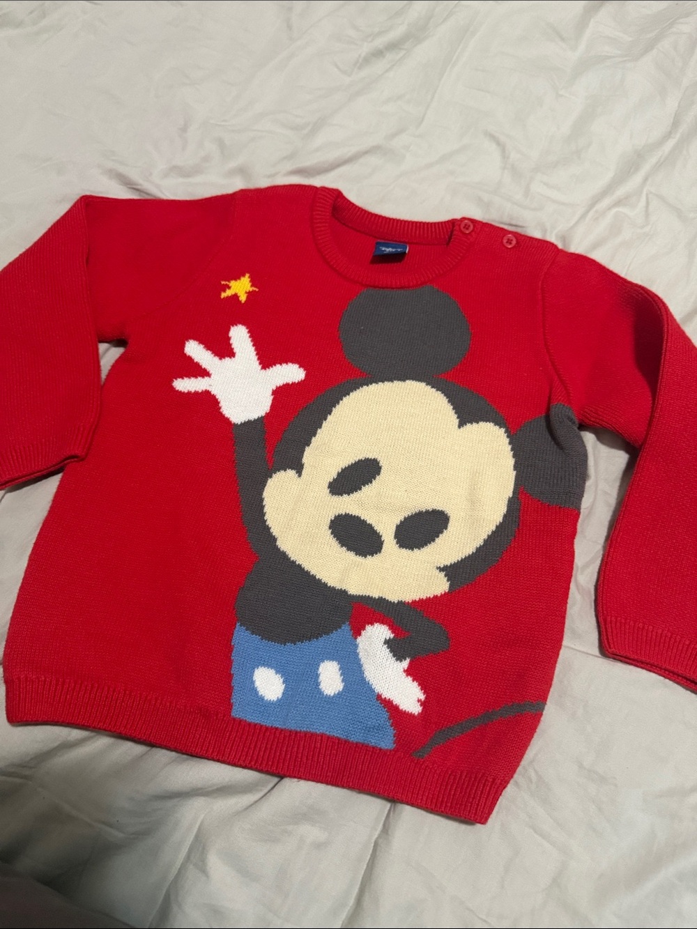 Disney Red Mickey Mouse Knit Sweater kids size 110/52 or 3T/4T